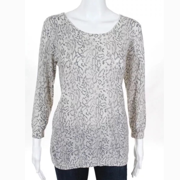Joie Sweaters - Joie Textured Knit Sweater Wool Blend M Gray White